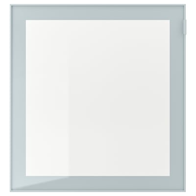 GLASSVIK hellblauer Rahmen, klares Glas, quadratische Form, schlankes Design.