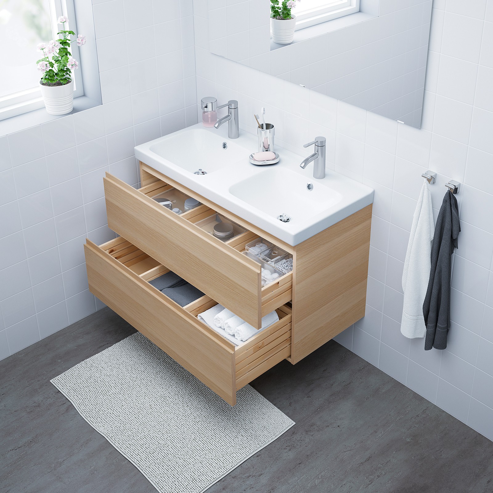 GODMORGON / ODENSVIK Waschbeckenschrank/2 Schubl, Eicheneff wlas