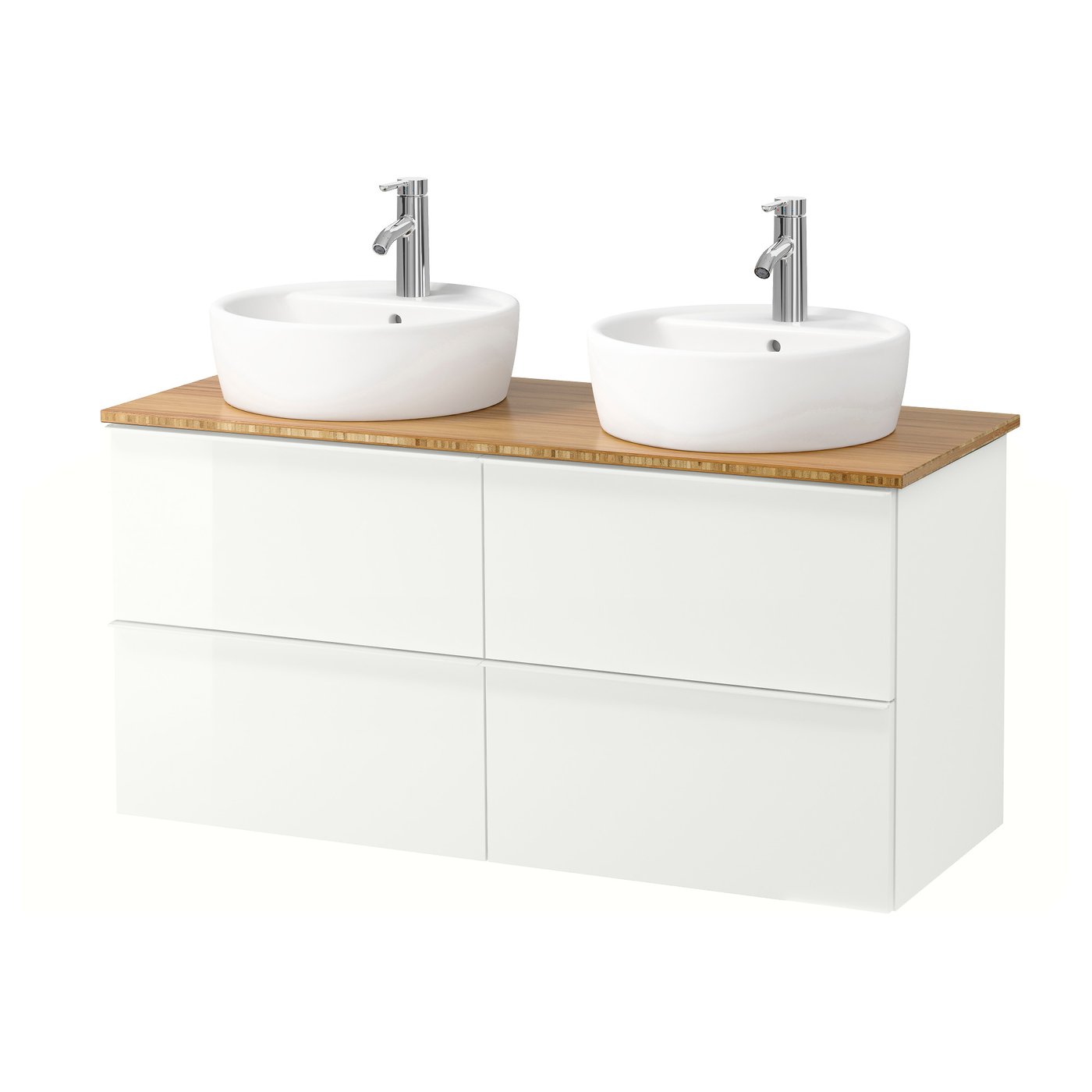 Godmorgon Tolken Tornviken Waschbschr Aufsatzwaschb 45 Hochglanz Weiss Bambus Dalskar Mischbatterie Ikea Deutschland Waschtisch Von Ikea