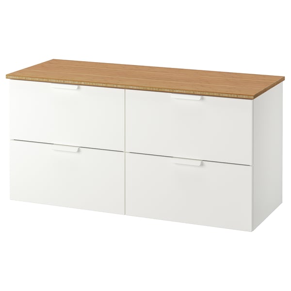 GODMORGON / TOLKEN Waschbeckenschr./4 Schubl. - weiß/Bambus - IKEA