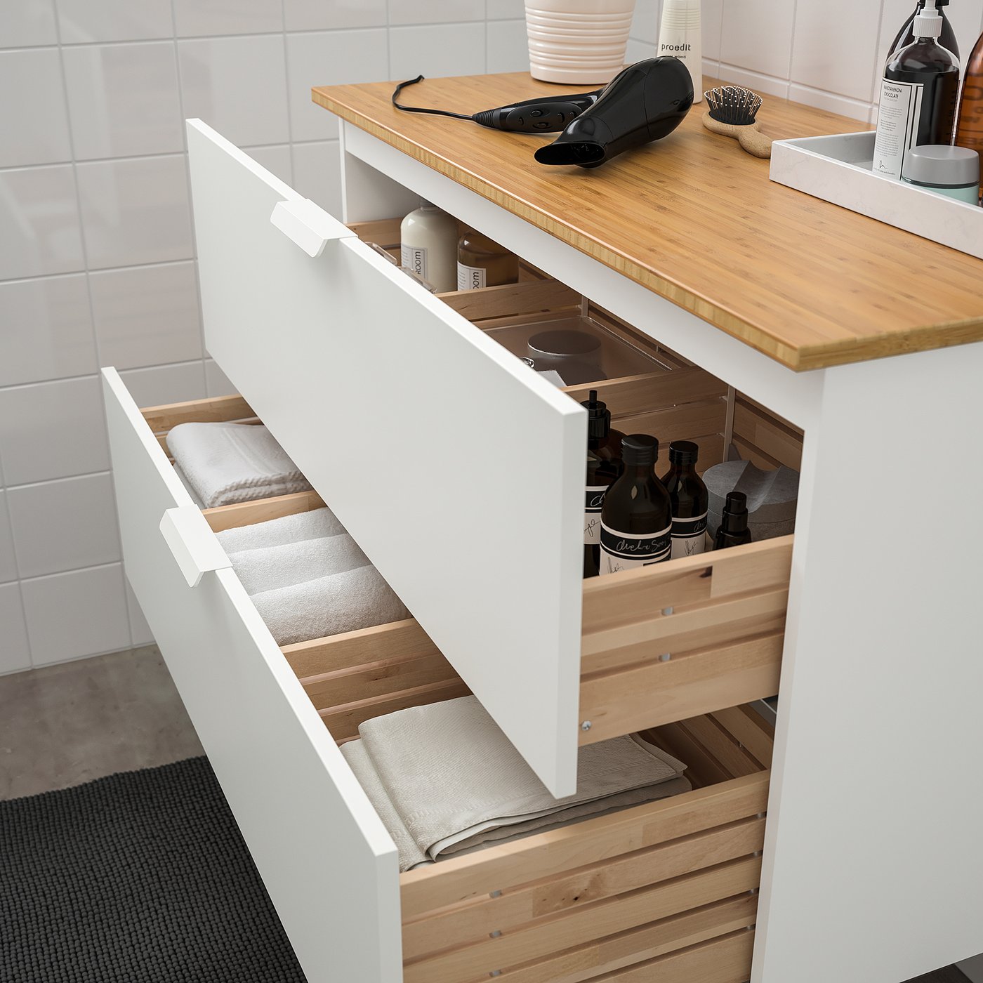 Godmorgon Tolken Waschbeckenschrank 2 Schubl Weiss Bambus Ikea Deutschland