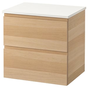 GODMORGON / TOLKEN Waschbeckenschrank/2 Schubl. - Eicheneff wlas, weiß