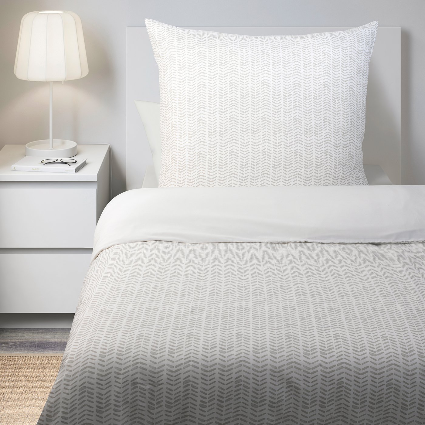 GÖMBLOMMA Bettwäsche-Set, 2-teilig, grau/weiß, 155x220/80x80 cm - IKEA