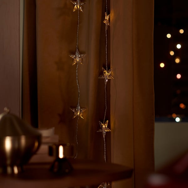 GOKVÄLLÅ Lichterkette (24), LED, Stern/für draußen goldfarben