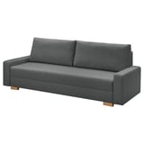 Graues GRÄLVIKEN-Schlafsofa mit Holzbeinen, rechteckiger Form und schlichtem Design.