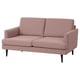 GRILLSTORP rosa Stoffsofa. U-förmig, mit gepolsterten Sitzen und Rückenlehnen. Dunkle Holzbeine.