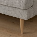 Graues Sofa, Holzbeine, Holzboden, hochwertig.