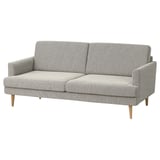 Modernes graues Sofa, GRILLSTORP, helle Holzbeine, weiche Kissen.