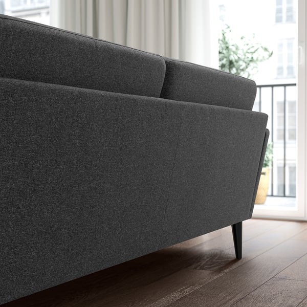 Dunkelgraues GRILLSTORP Sofa, modernes Design, große, gemütliche, weiche Kissen.