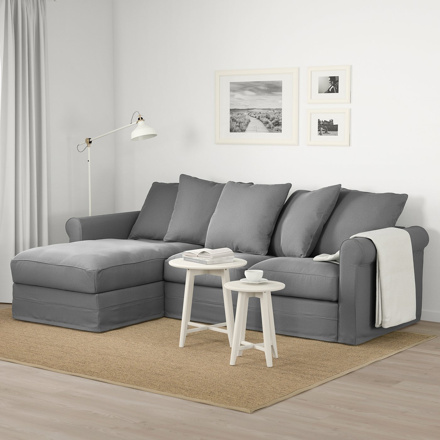 Gronlid 3er Sofa Mit Recamiere Ljungen Mittelgrau Ikea