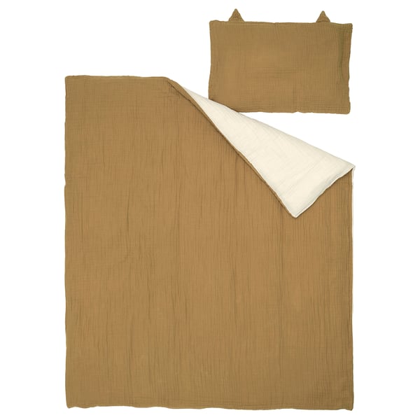 GULDVÄVARE Babybett-Set 3-tlg., dunkelgelb/beige, 70x140 cm