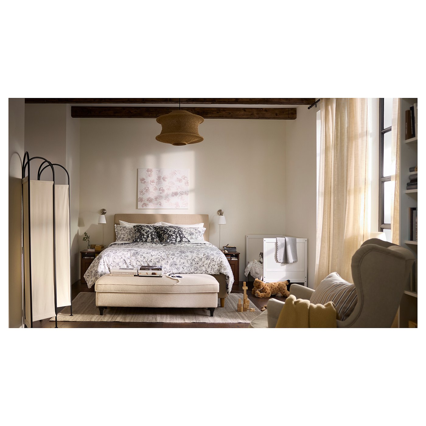 Thumbnail - IKEA HÄLLEBRÄCKA Gardinenstore/Paar hellbeige/mit Gardinenband 145x250 cm