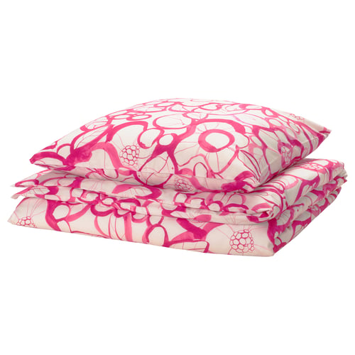 Rosa HÄRLIR Bettset mit blumigem Design, hergestellt aus recycelter Baumwolle und Lyocell.
