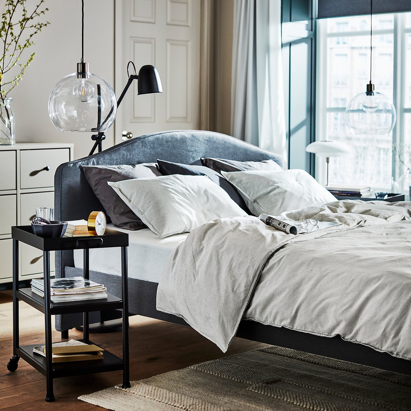 Hauga Bettgestell Gepolstert Vissle Grau 160x0 Cm Ikea Deutschland