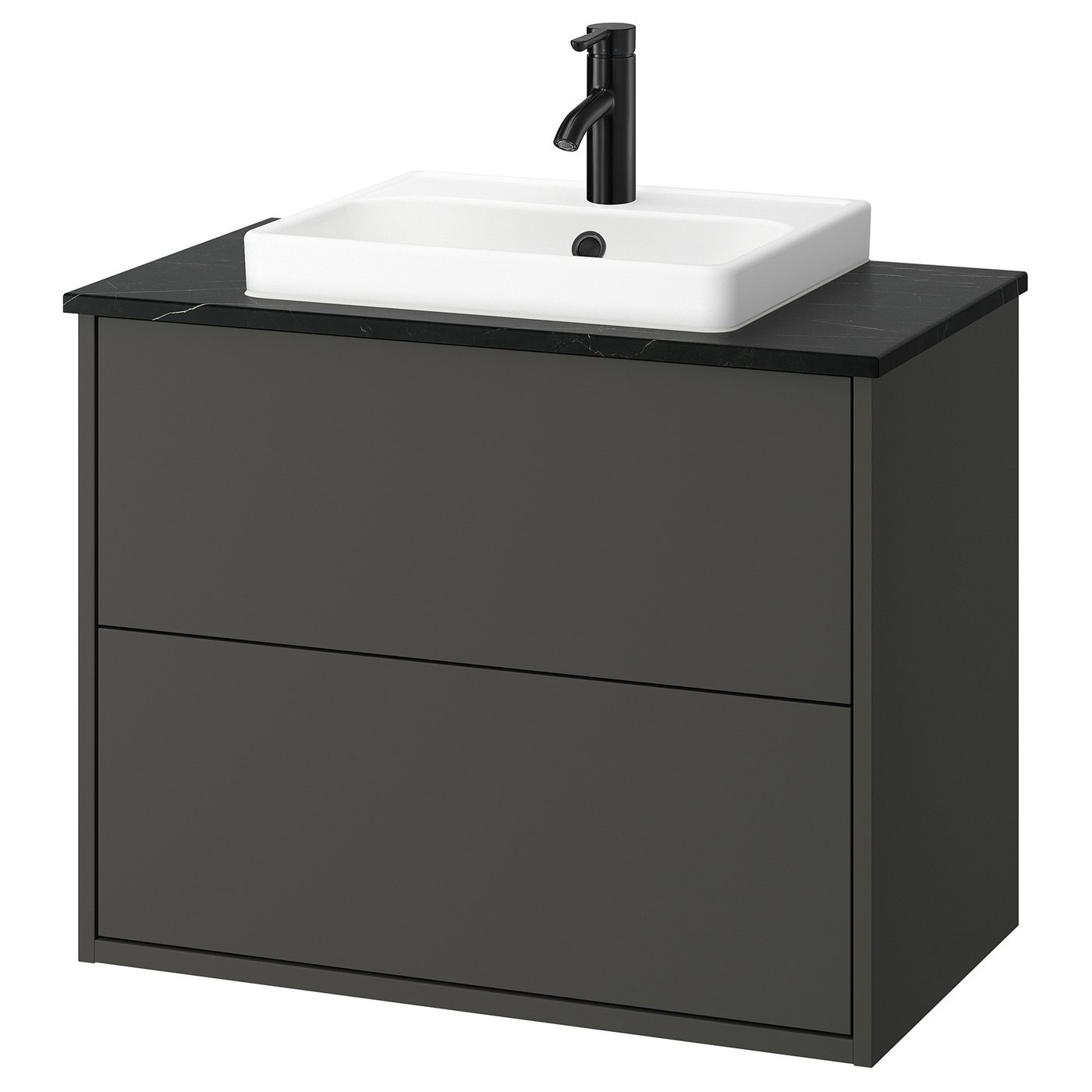 IKEA HAVBÄCK / ORRSJÖN Waschbschr+Schubladen/Waschb/Mibatt dunkelgrau/schwarz marmoriert 82x49x71 cm