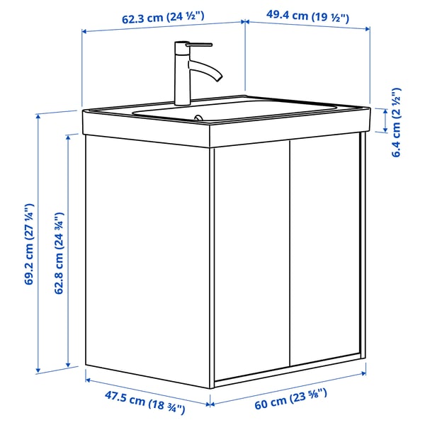 HAVBÄCK / ORRSJÖN Waschbschr+Türen/Waschb/Mischbat, weiß, 62x49x69 cm -  IKEA Deutschland