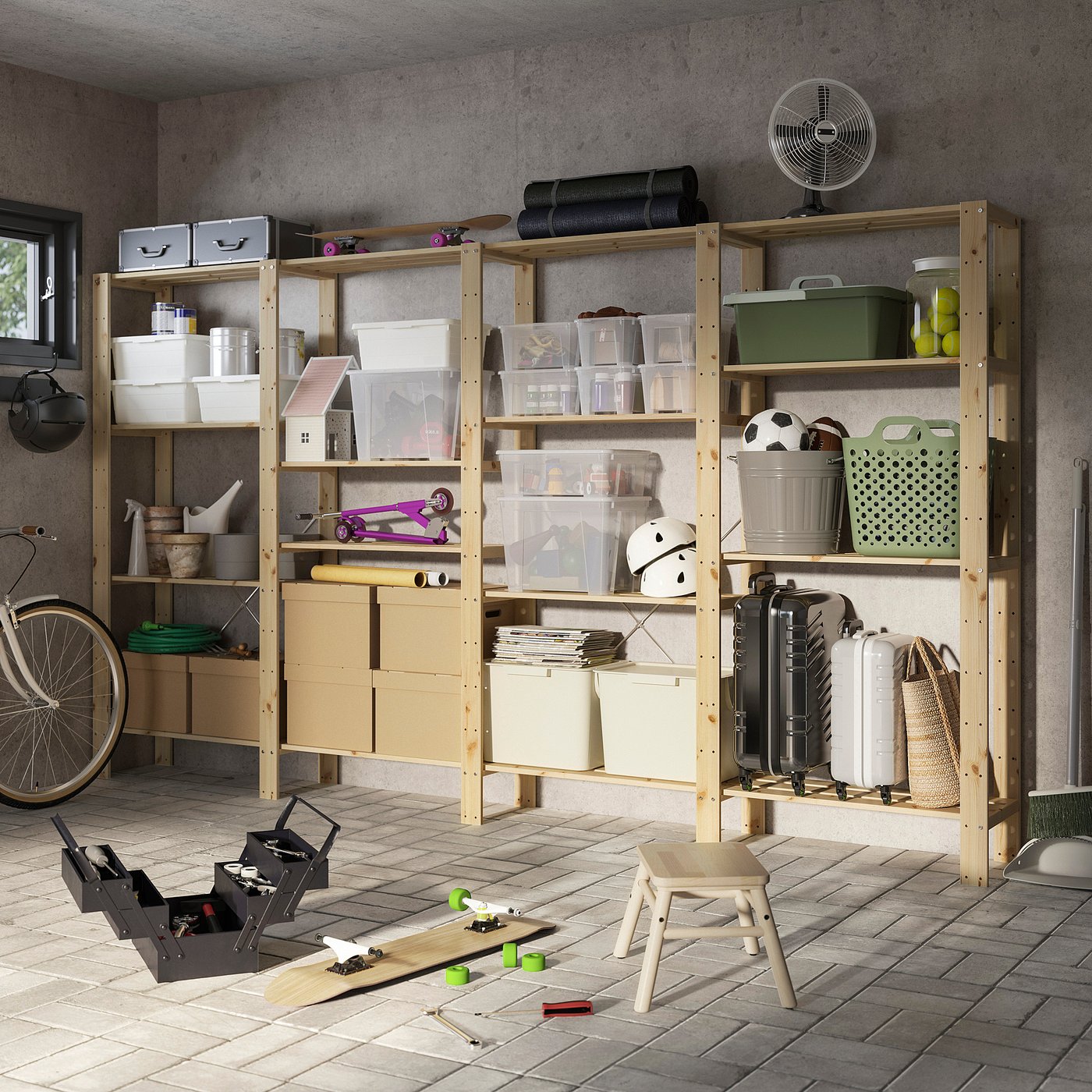 Thumbnail - IKEA HEJNE 4 Elem/Regale Nadelholz 307x31x171 cm