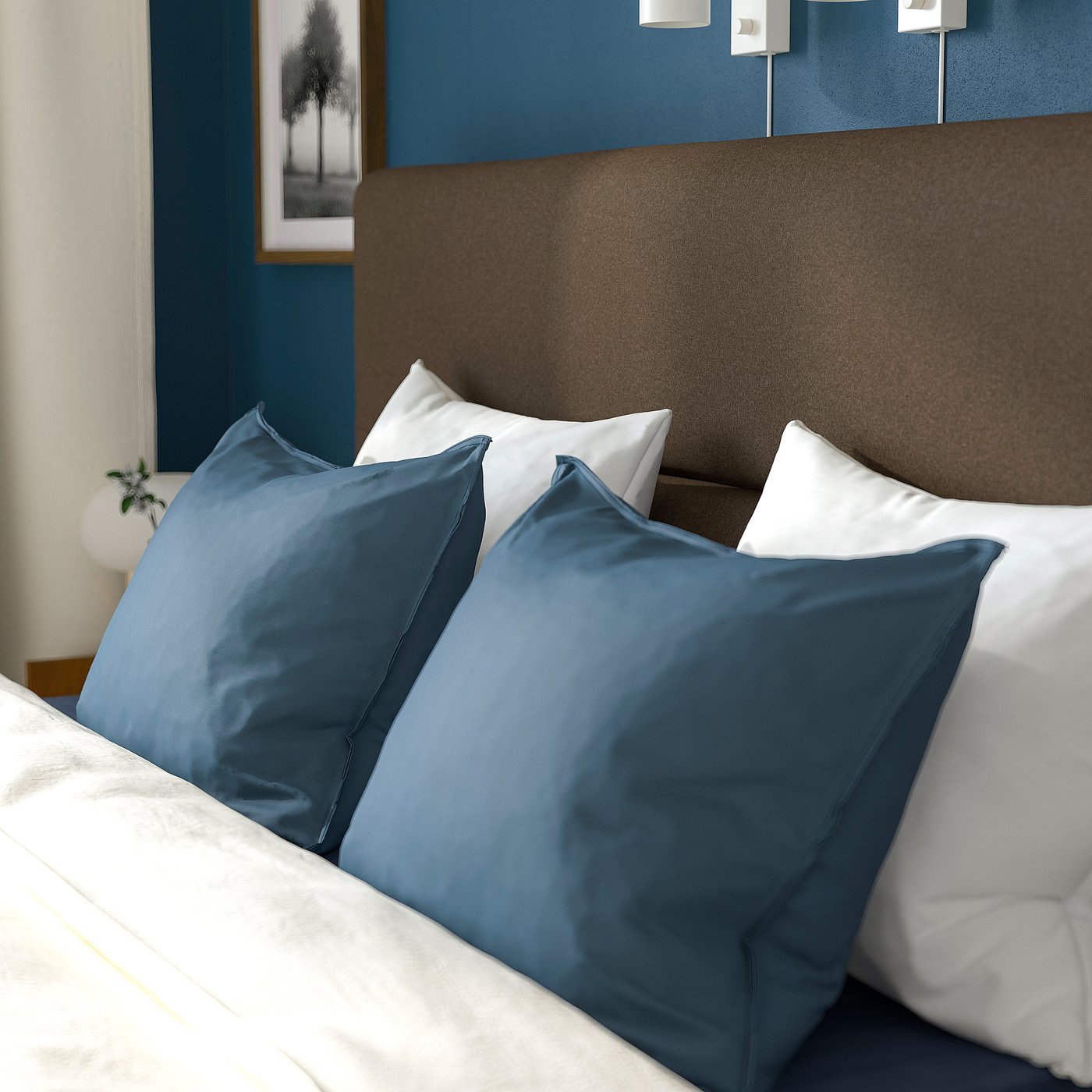 Thumbnail - IKEA HEMFJÄLLET Boxspringbett mit Bettkasten Valevåg mittelfest/Norrsele Tonerud dunkel graubraun 160x200 cm