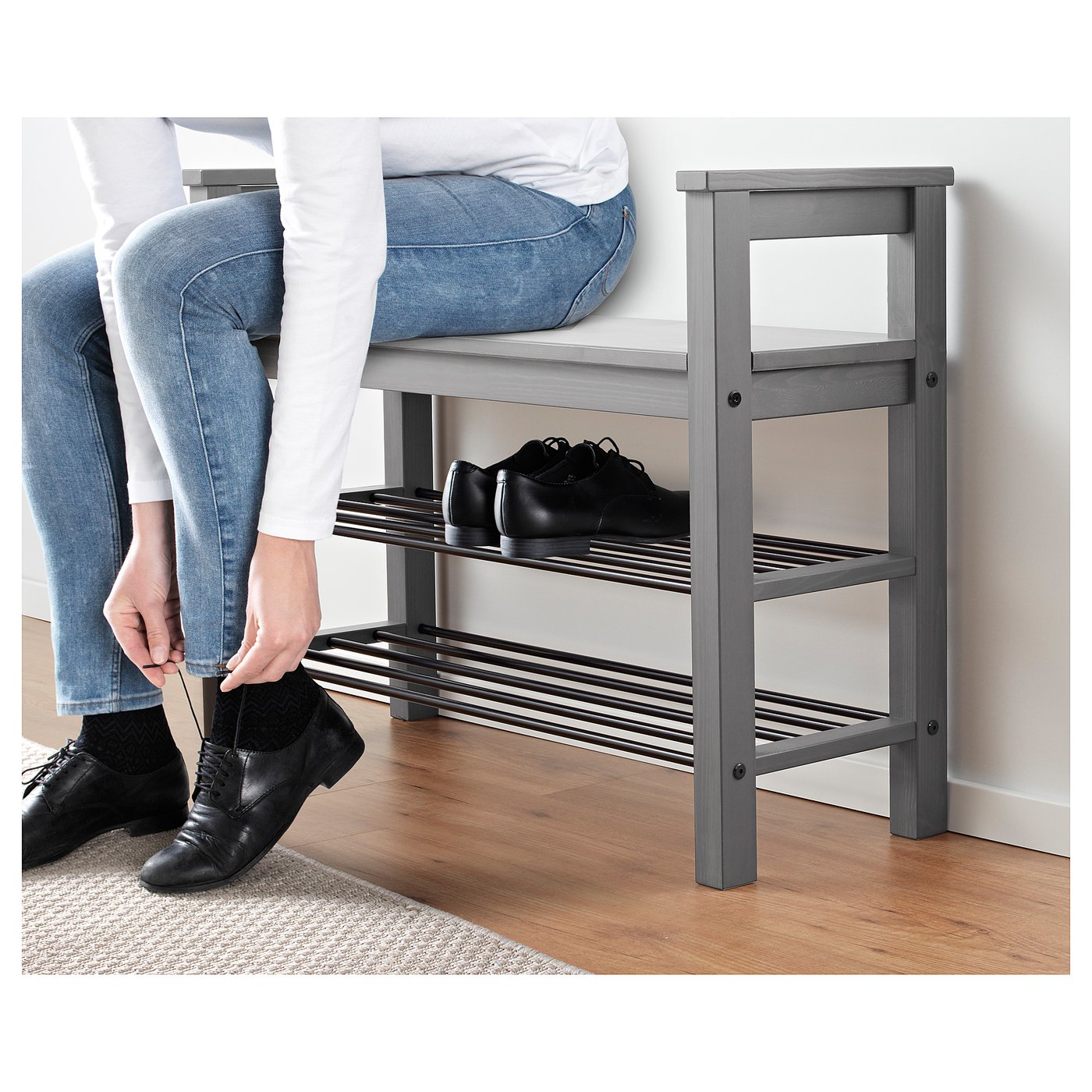 HEMNES Bank mit schuhablage grau lasiert IKEA Deutschland