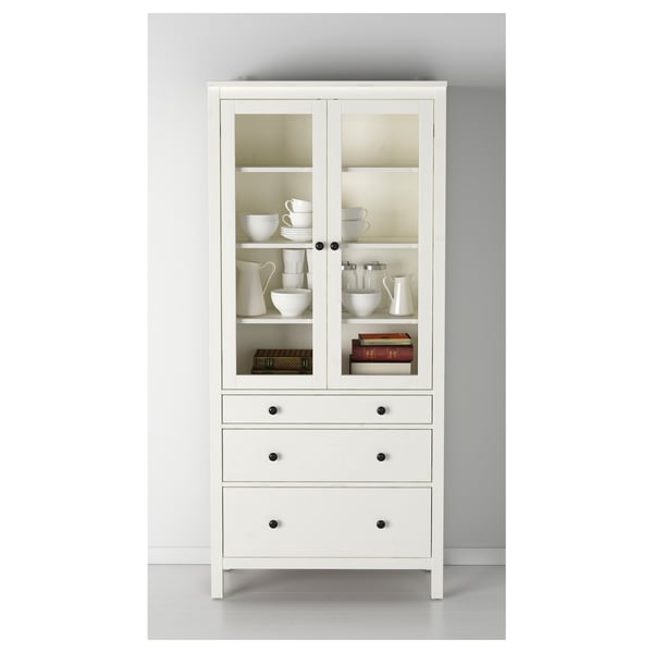 Hemnes Vitrine Mit 3 Schubladen Weiss Gebeizt Ikea Deutschland