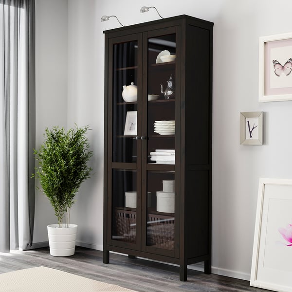 Hemnes Vitrinenschrank Schwarzbraun Ikea Deutschland