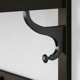 Schwarzer Metallhaken auf Holzoberfläche. Robust und schlank, Teil der HEMNES-Serie.
