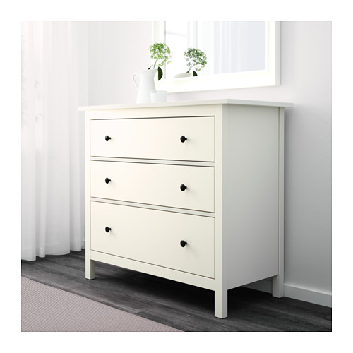 HEMNES Kommode mit 3 Schubladen IKEA Leichtgängige Schubladen mit Ausziehsperre.