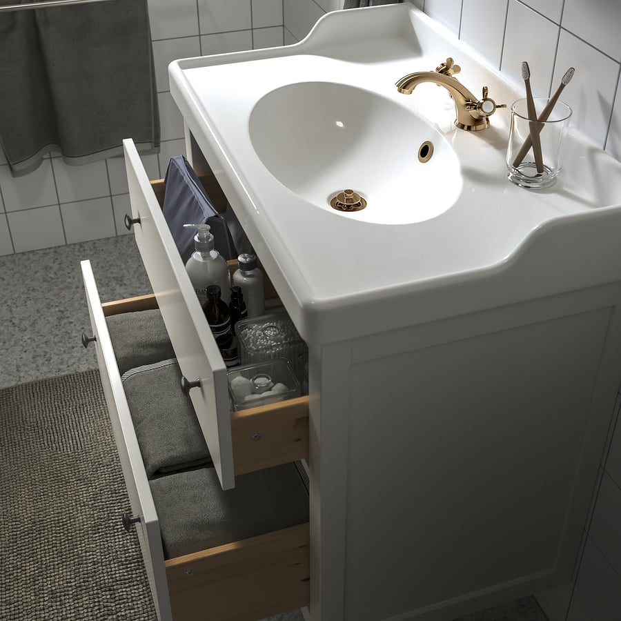 HEMNES / RÄTTVIKEN Waschbeckenschrank/2 Schubl. - weiß/RUNSKÄR