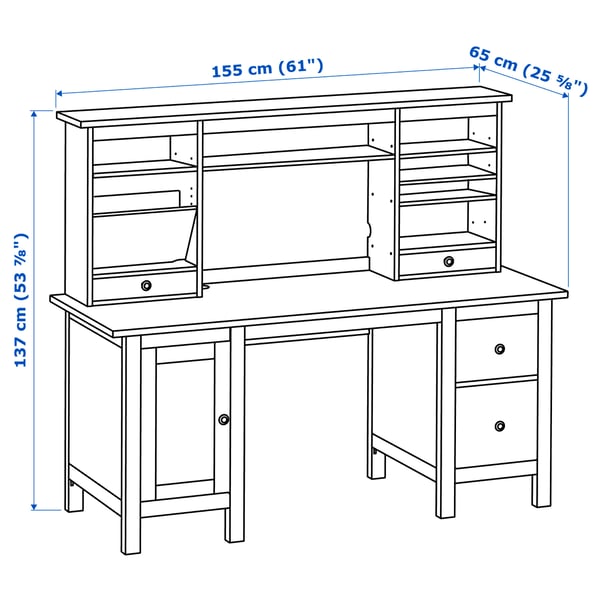 HEMNES Schreibtisch mit Aufsatz, hellbraun, 155x137 cm IKEA Deutschland
