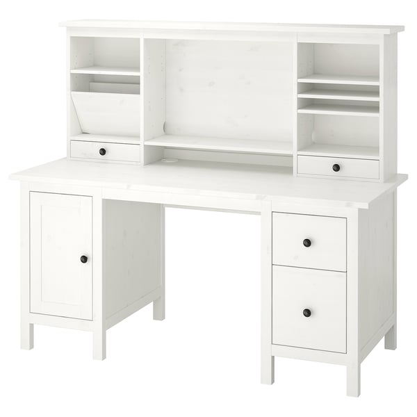 HEMNES Schreibtisch mit Aufsatz - weiß gebeizt - IKEA ...
