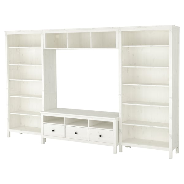HEMNES weißes Bücherregal. Verstellbare Regale aus Holz, klassischer Stil.