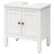 Ikea HEMNES weißer Unterschrank unter der Spüle, rechteckige Form, zwei Türen mit schwarzen Knöpfen.