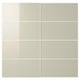 HOKKSUND Hochglanz-Schiebetürblätter, Farbe: beige, rechteckig, schlankes, modernes Design.