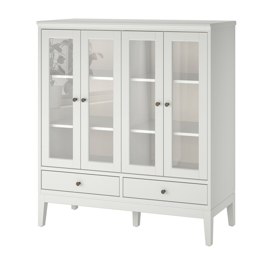 IDANÄS Schrank mit Glasfalttüren, weiß, 121x50x135 cm - IKEA Deutschland