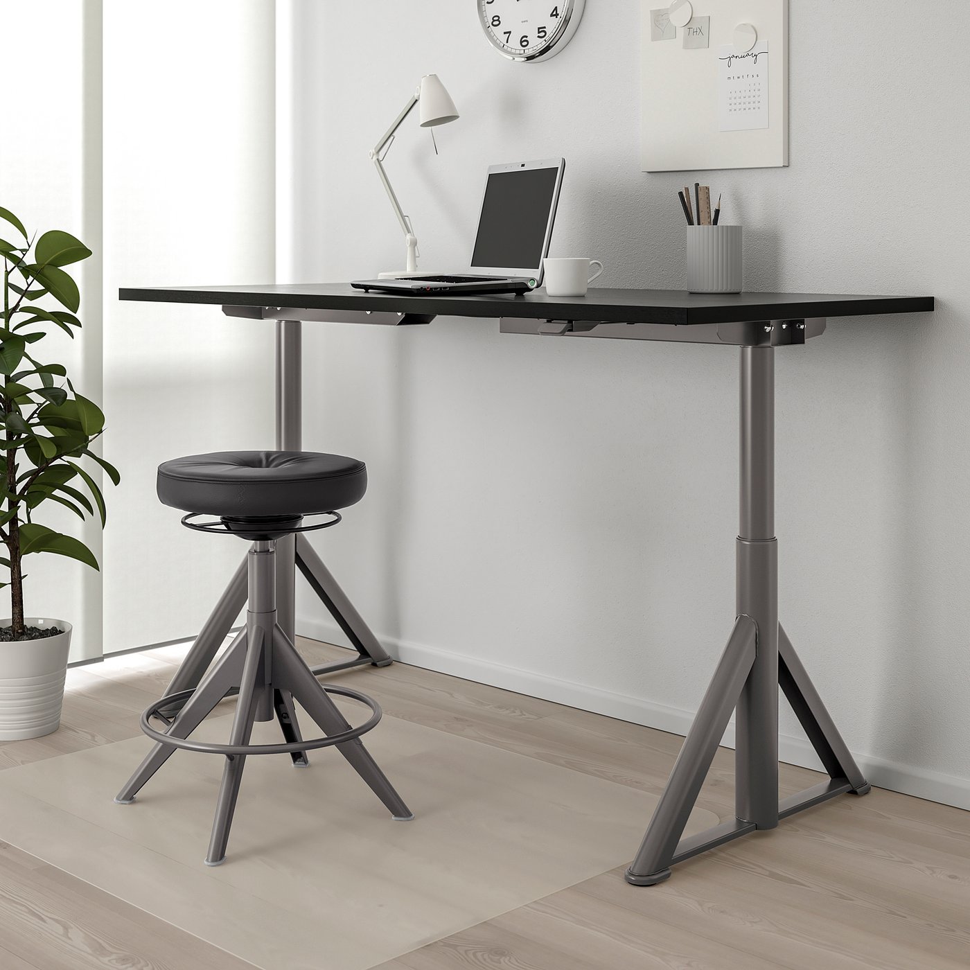 Idasen Schreibtisch Sitz Steh Schwarz Dunkelgrau Ikea Deutschland