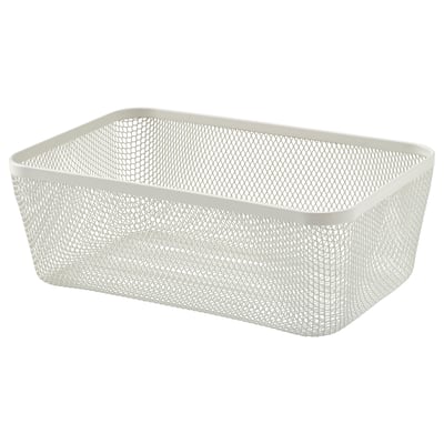 IKEA 365+ weißer Mesh-Aufbewahrungskorb, rechteckig, aus Stahl und Polyester, zum Organisieren von Obst und Gemüse.