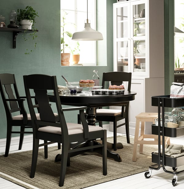 INGATORP Armlehnstuhl - schwarz, Nolhaga graubeige grau/beige - IKEA Deutschland