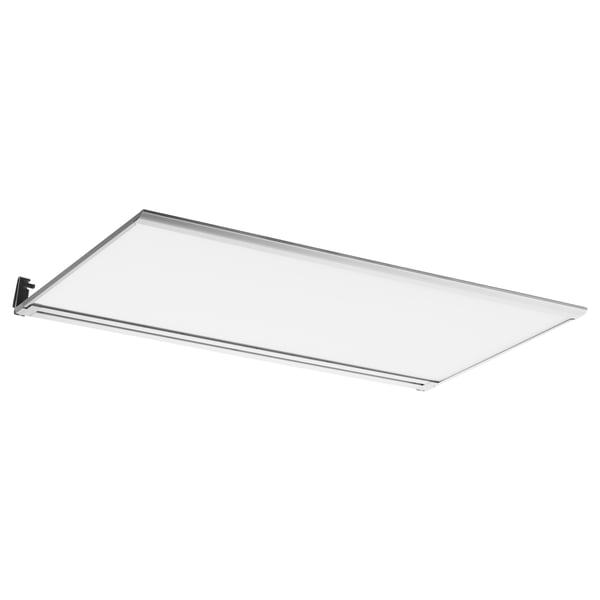 IRSTA LED-Unterbodenleuchte, silber, minimalistisches Design, rechteckige Form, wird unter dem Wandschrank befestigt.