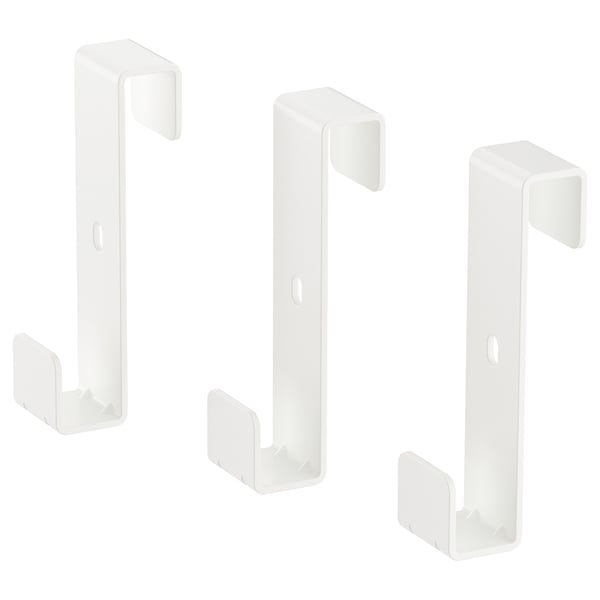Drei weiße IVAR-Haken; Einfaches Design, ideal zum Aufhängen und Organisieren.