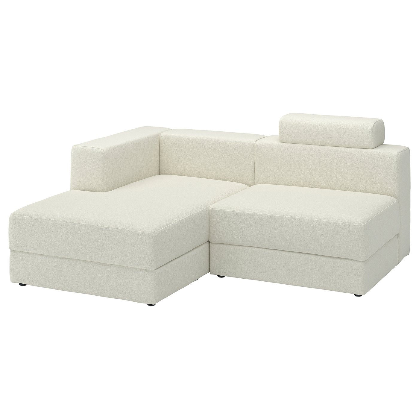 IKEA JÄTTEBO 2,5er-Sitzelement mit Récamiere links mit Nackenkissen/Axvall elfenbeinweiß links mit Nackenkissen/Axvall e...