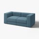 Blaues JÄTTEBO-Sofa, modernes Design, mit Stoff bezogen, modular, mit klaren Linien.