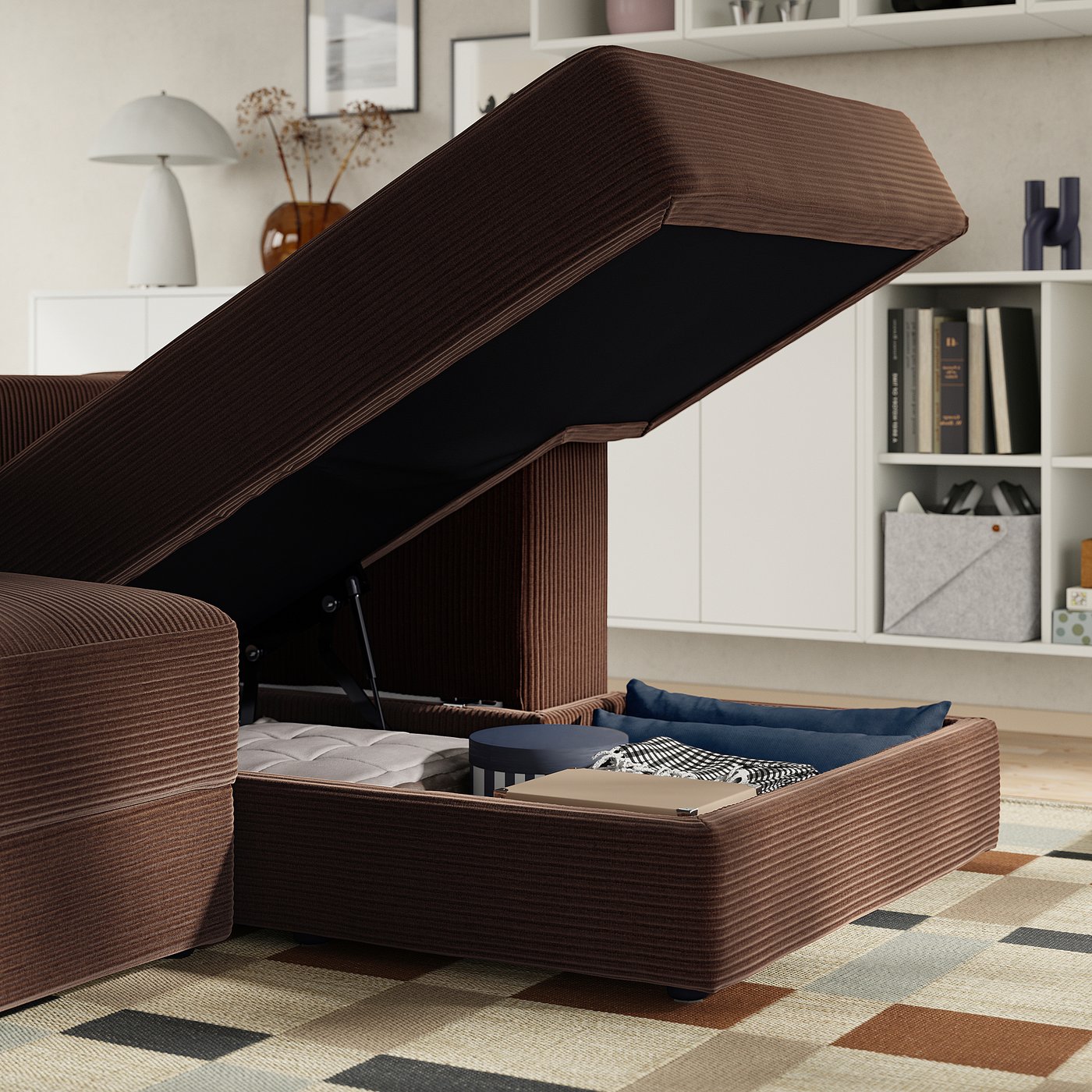 Thumbnail - IKEA JÄTTEBO Modulecksofa 2,5-sitzig + Récamiere rechts/Samsala dunkelbraun rechts/Samsala dunkelbraun