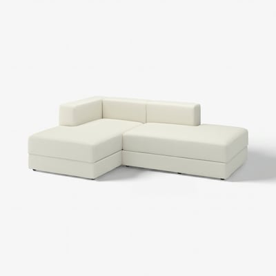 JÄTTEBO moduläres Sofa in Weiß mit zwei Chaiselongues, mit klaren Linien und tiefen Sitzen.