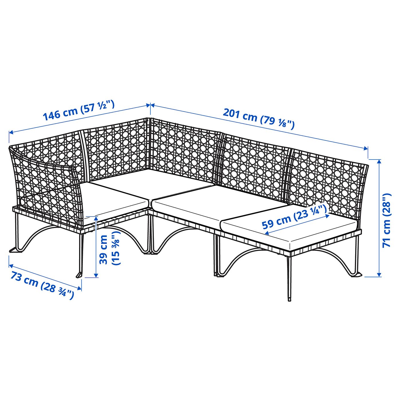 Thumbnail - IKEA JUTHOLMEN Modulecksofa 3-sitzig/außen dunkelgrau/Kuddarna helles Graubeige