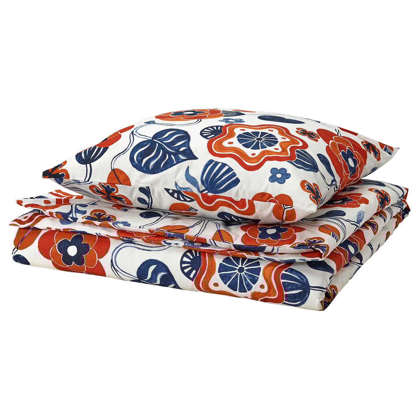 IKEA KANONVISKA Bettwäsche-Set, 2-teilig weiß bunt/Blumenmuster 155x220/80x80 cm