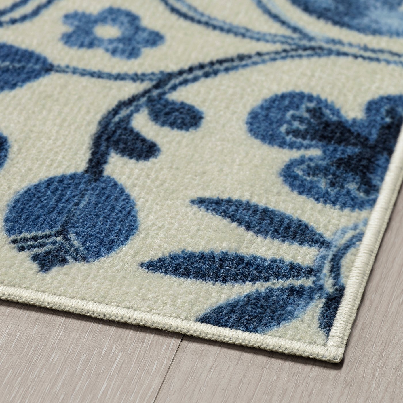 Thumbnail - IKEA KANTLINJE Teppich Kurzflor beige blau/Blumenmuster