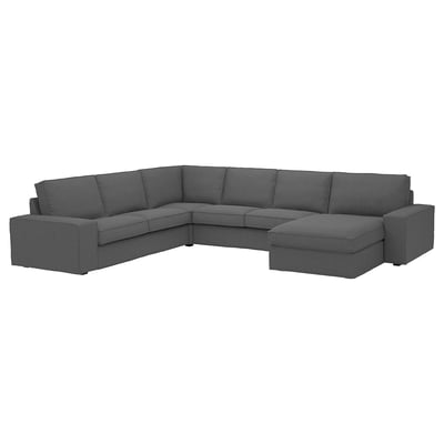 KIVIK graues Ecksofa; weicher Stoff, abnehmbare Kissen, großer Sitz, modernes Design.
