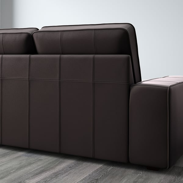 KIVIK Sofa, weiche Kissen, abwischbares Leder, robuste Konstruktion, niedrige Armlehnen.