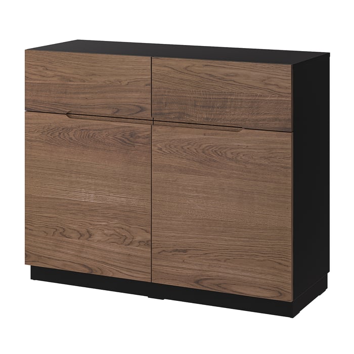 KLACKENÄS Sideboard, schwarz/Eichenfurnier braun las., 120x97 cm IKEA