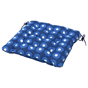 KLÖSAN blaues Kissen, quadratisch, gebundene Ecken, recyceltes Polyester, abstrakter Blumendruck.